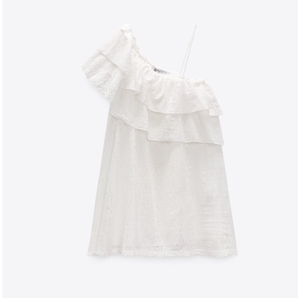 NWT-Zara FRILLED ASYMMETRIC DRESS Size Small - Picture 4 of 7